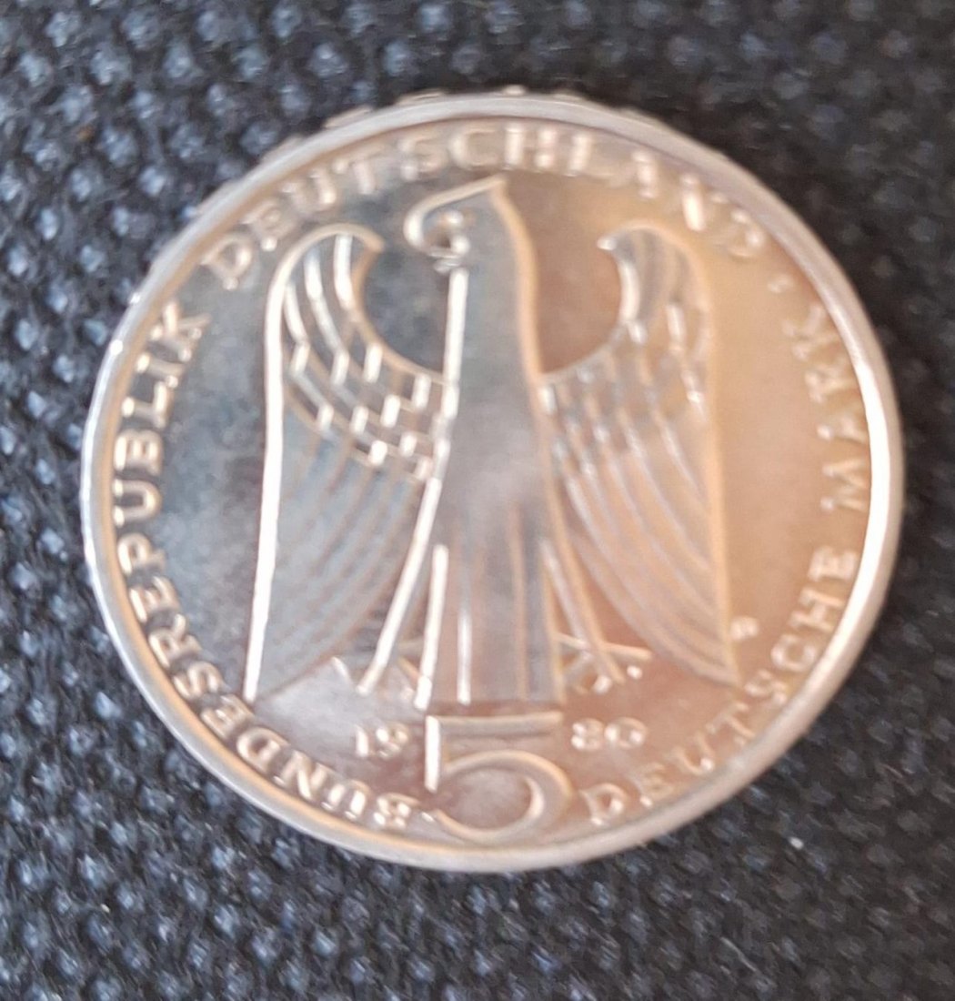  BRD Gedenkmünze: 5 DM 1980 D, Walther von der Vogelweide, bankfrisch/Stempelglanz   