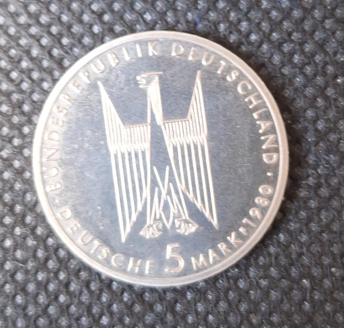  BRD Gedenkmünze: 5 DM 1980 F, Kölner Dom, bankfrisch/Stempelglanz   