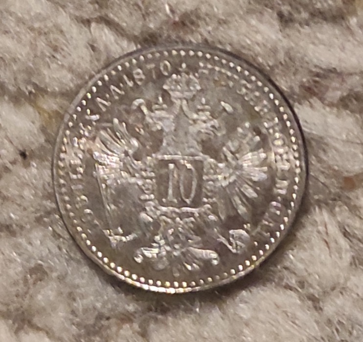  Österreich 10 Kreuzer 1870 SILBER super erhalten   