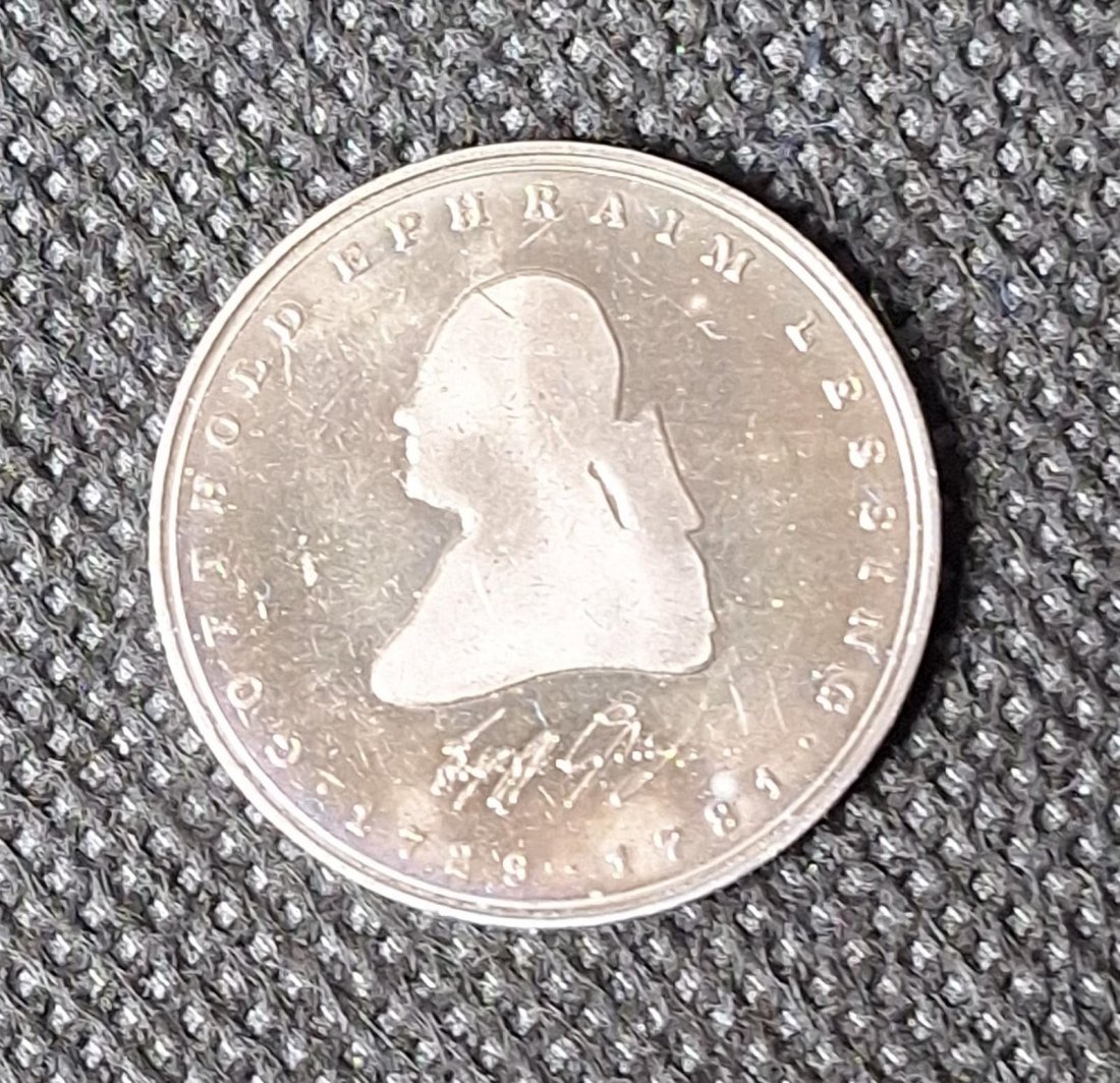  Gedenkmünze BRD: 5 DM 1981 J, Lessing, bankfrisch/Stempelglanz   