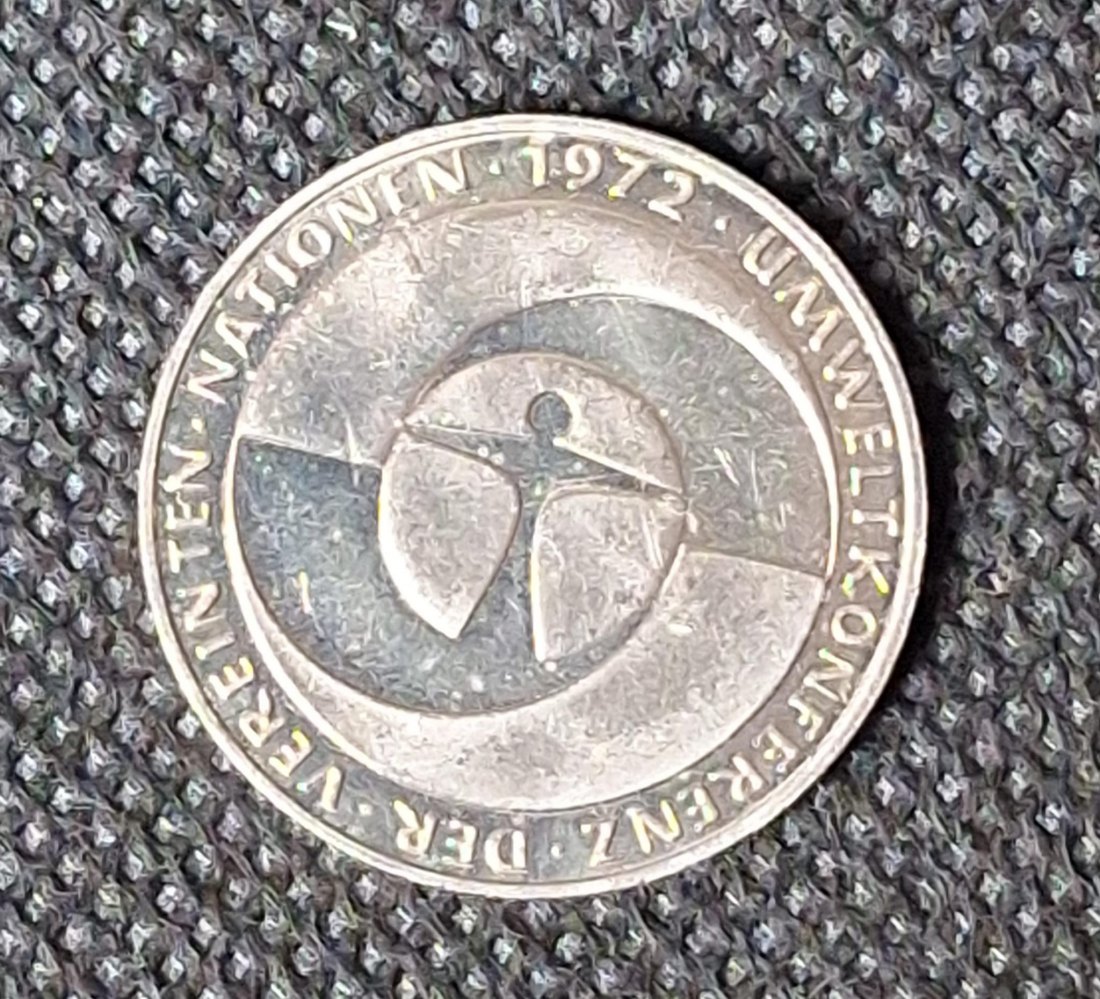  BRD Gedenkmünze 5 DM 1982 F, Umweltkonferenz, bankfrisch/Stempelglanz   