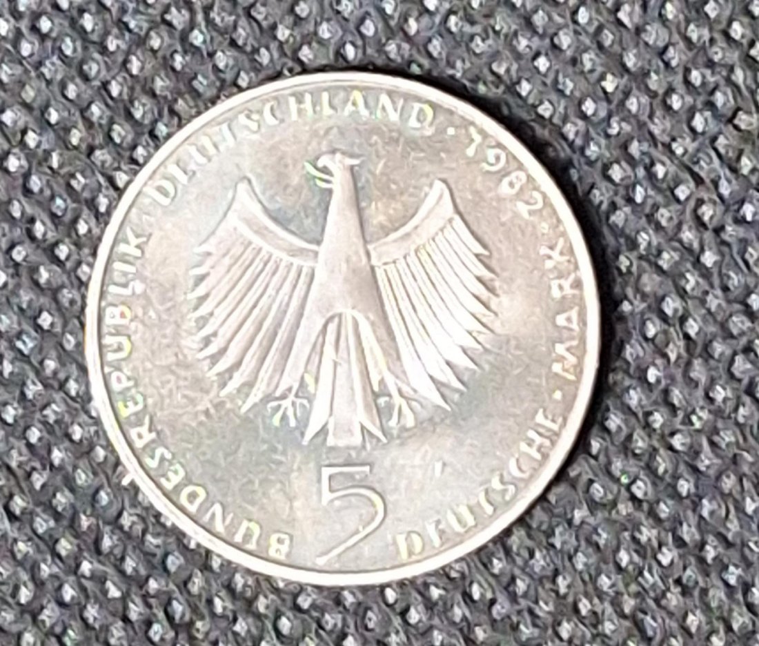  BRD Gedenkmünze 5 DM 1982 F, Umweltkonferenz, bankfrisch/Stempelglanz   