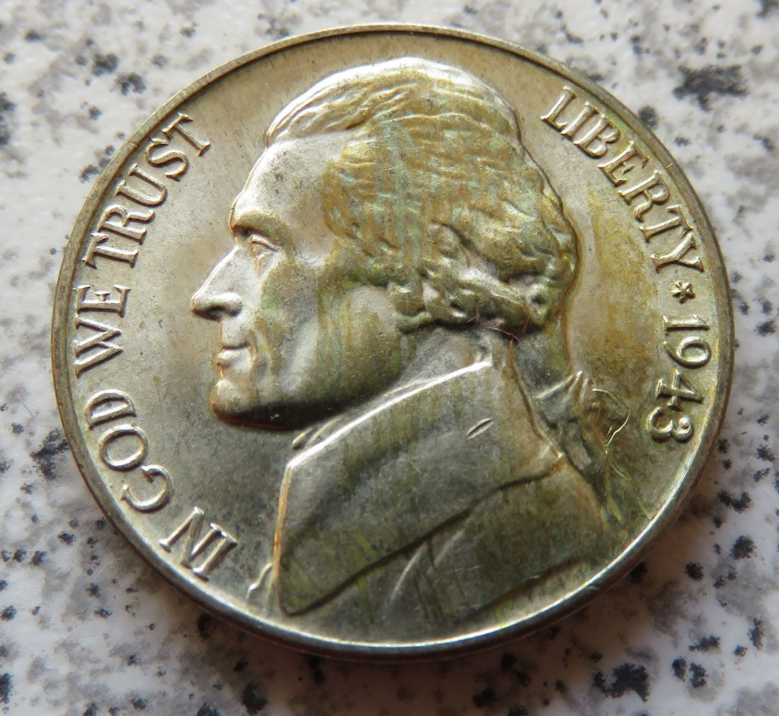  USA 5 Cents 1943 D, Silber   