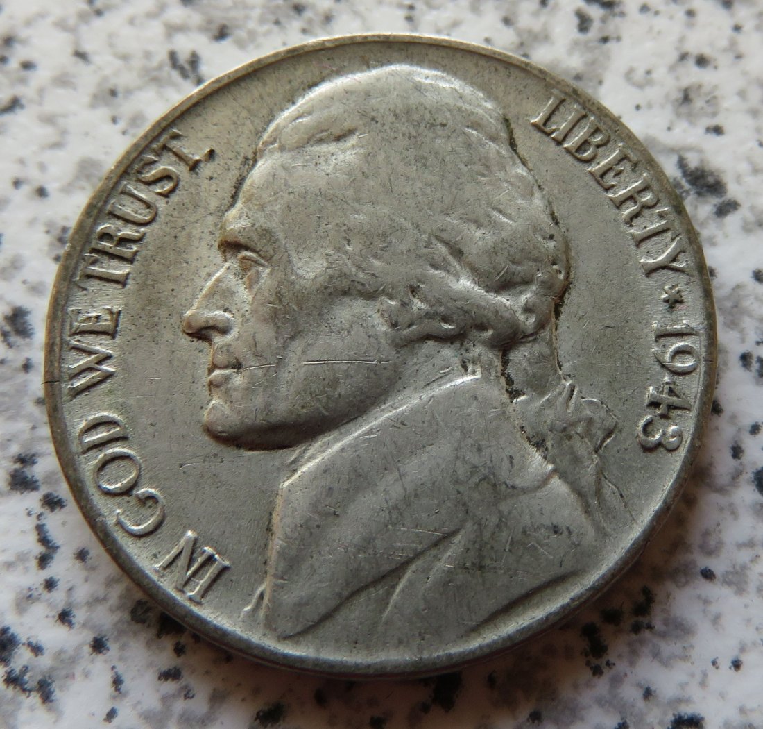  USA 5 Cents 1943 P, Silber   