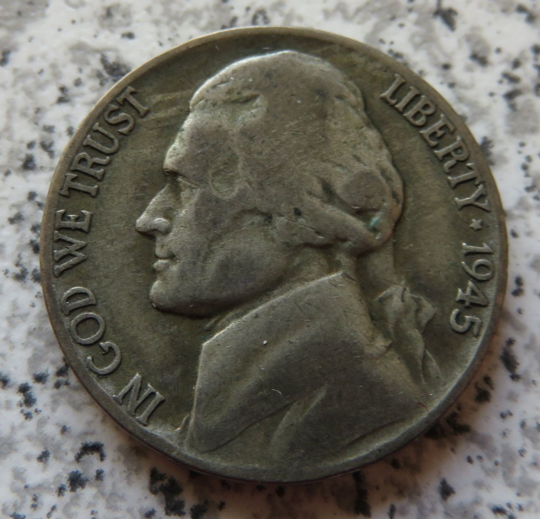  USA 5 Cents 1945 P, Silber   