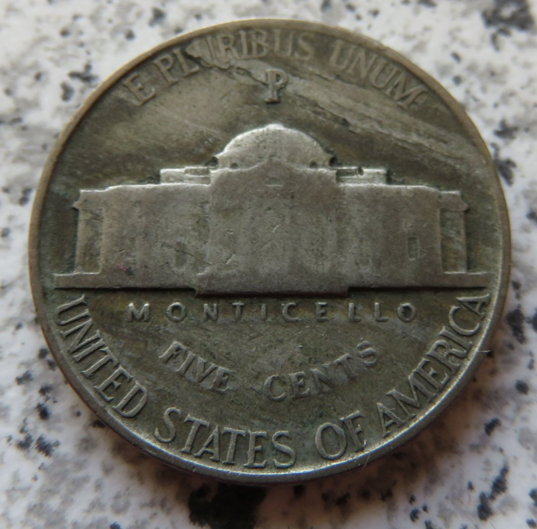  USA 5 Cents 1945 P, Silber   