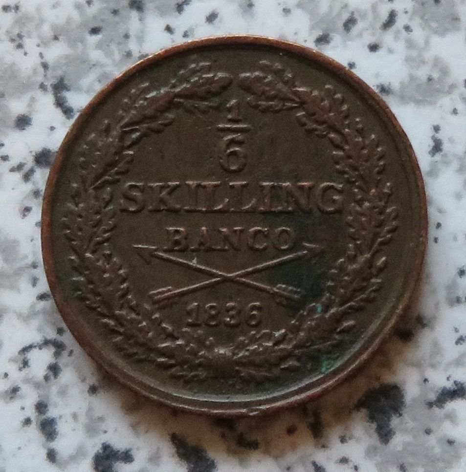  Schweden 1/6 Skilling 1836   
