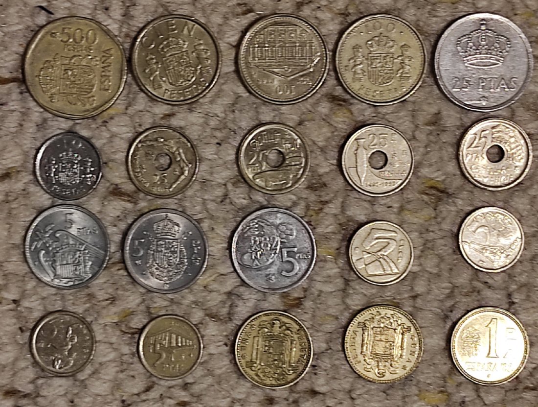  Set 007: Spanien Münzlot mit 20 verschiedenen Münzen   