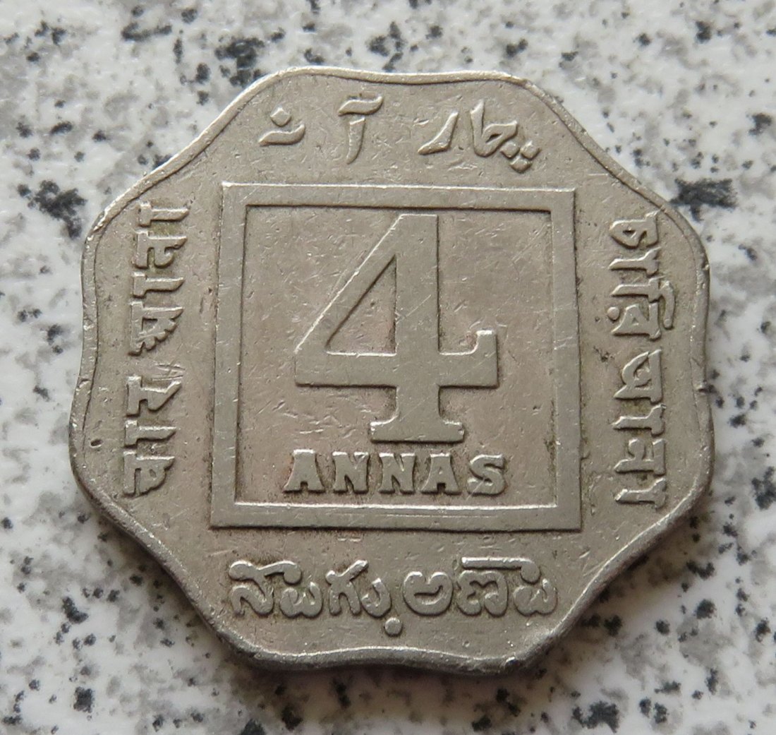  British Indien 4 Annas 1920   