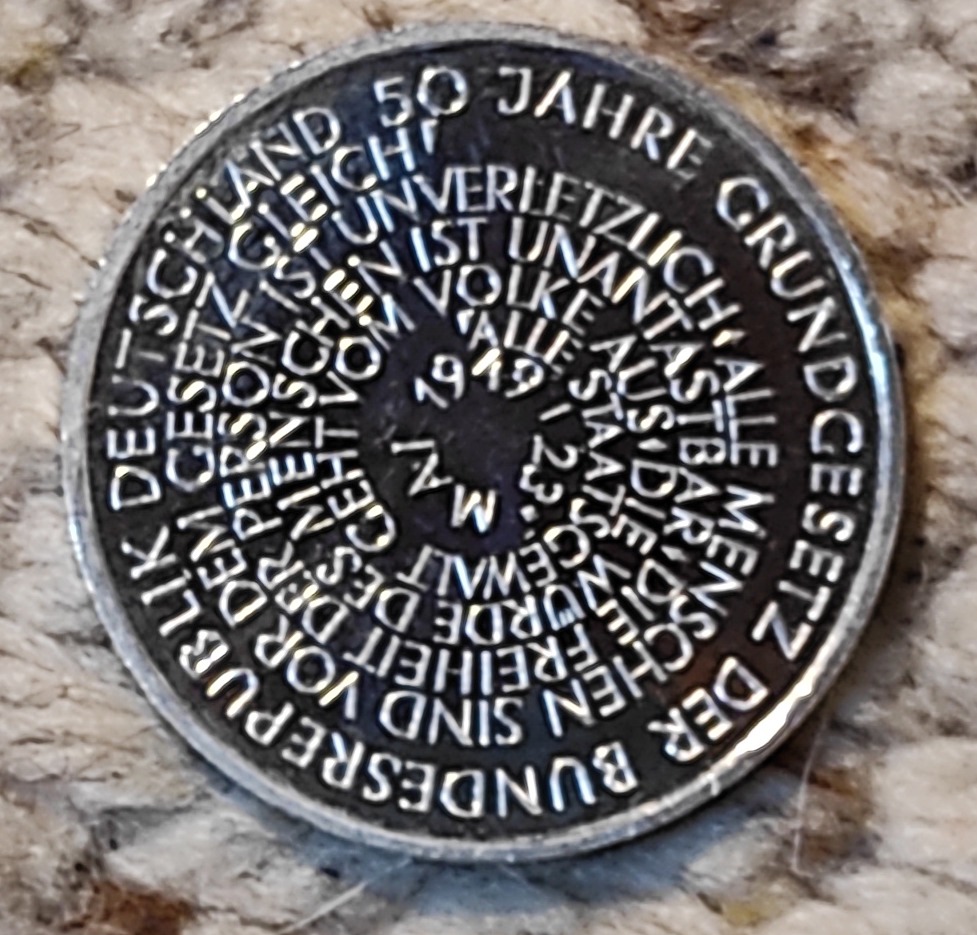  Deutschland 10 Mark 1999, SILBER, 50 Jahre Grundgesert der BRD   