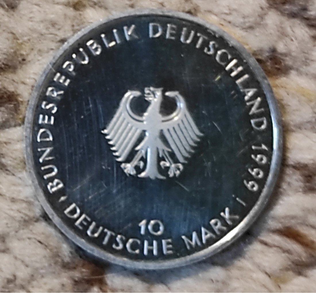  Deutschland 10 Mark 1999, SILBER, 50 Jahre Grundgesert der BRD   