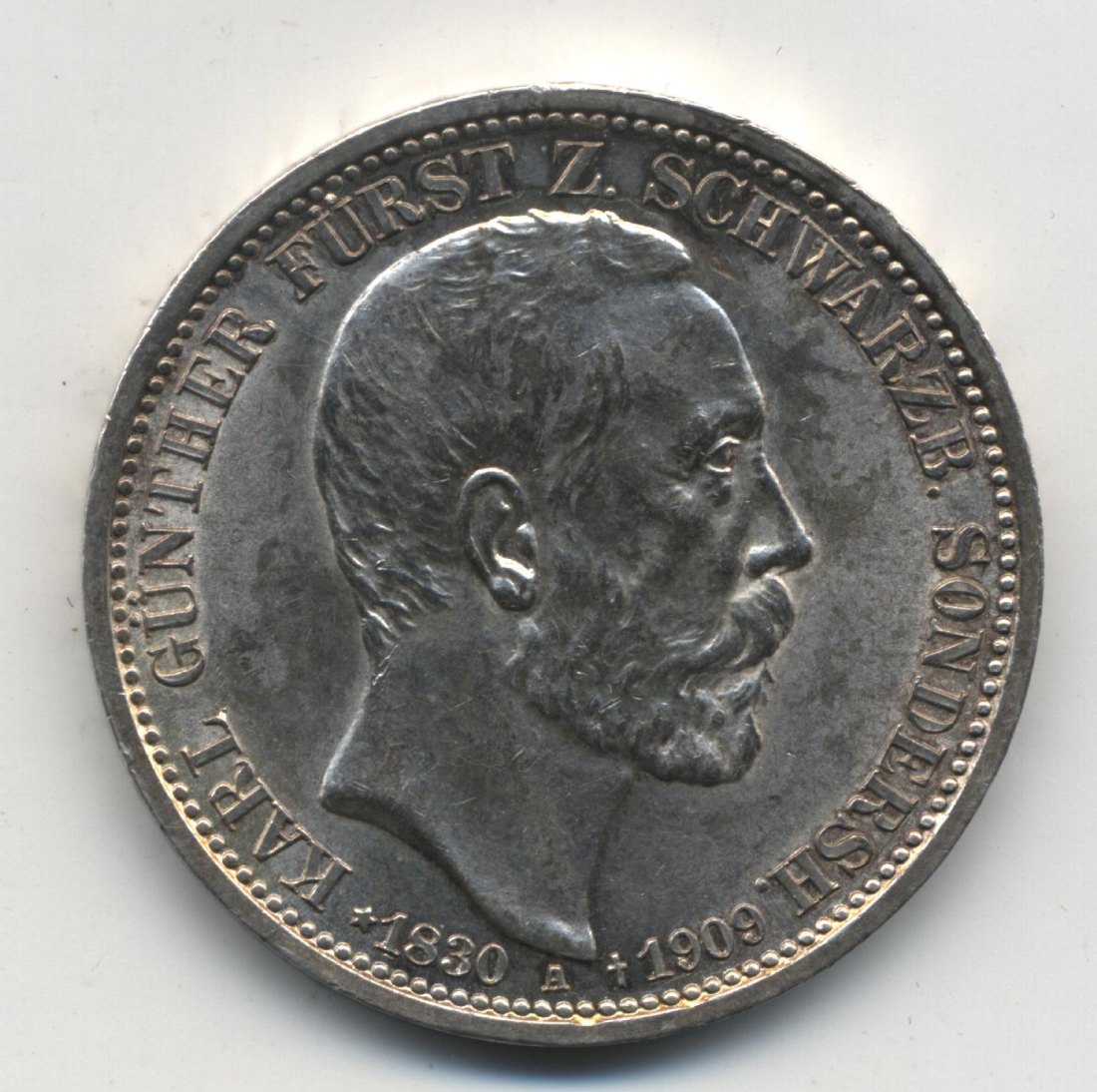 Schwarzburg Sondershausen 3 Mark 1909 Karl Günther auf den Tod J. 170