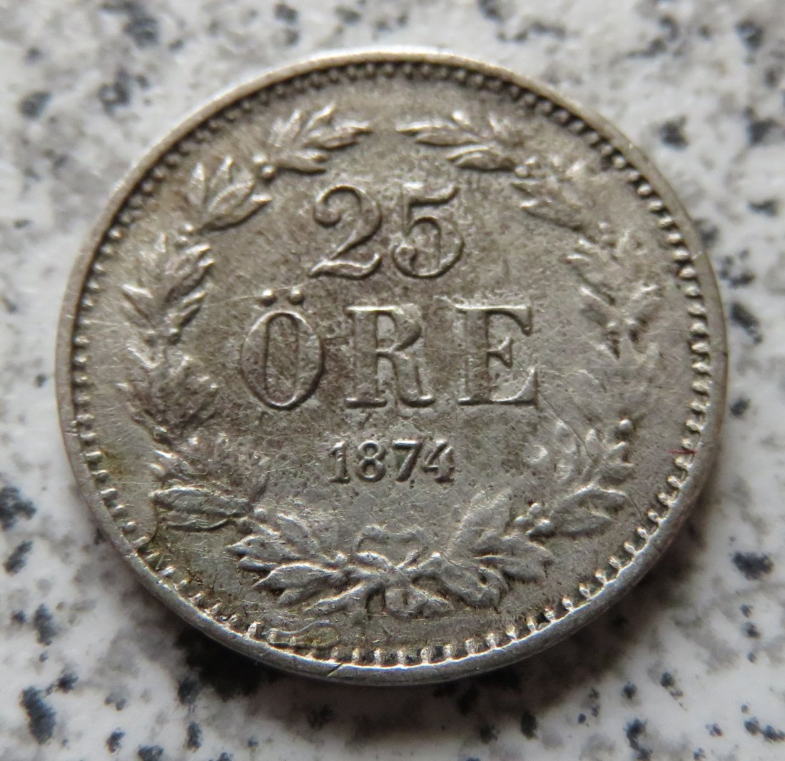  Schweden 25 Öre 1874, besser   