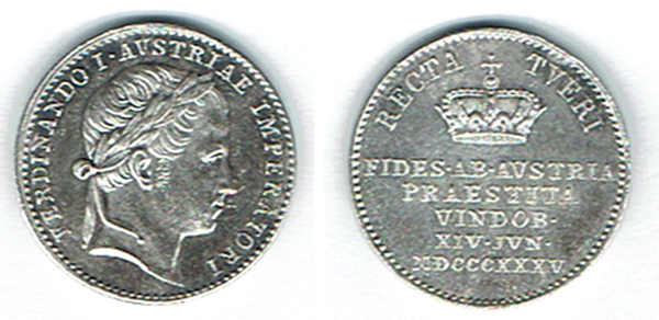  SZAIVERT KAISERREICH ÖSTERREICH FERDINAND I. WIENER HULDIGUNGSJETON AR   