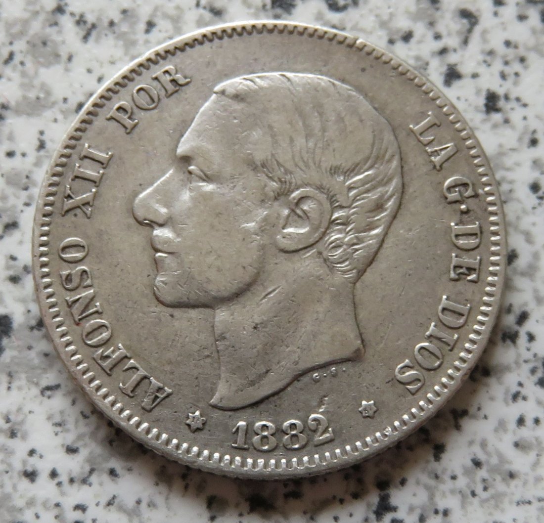  Spanien 2 Pesetas 1882   