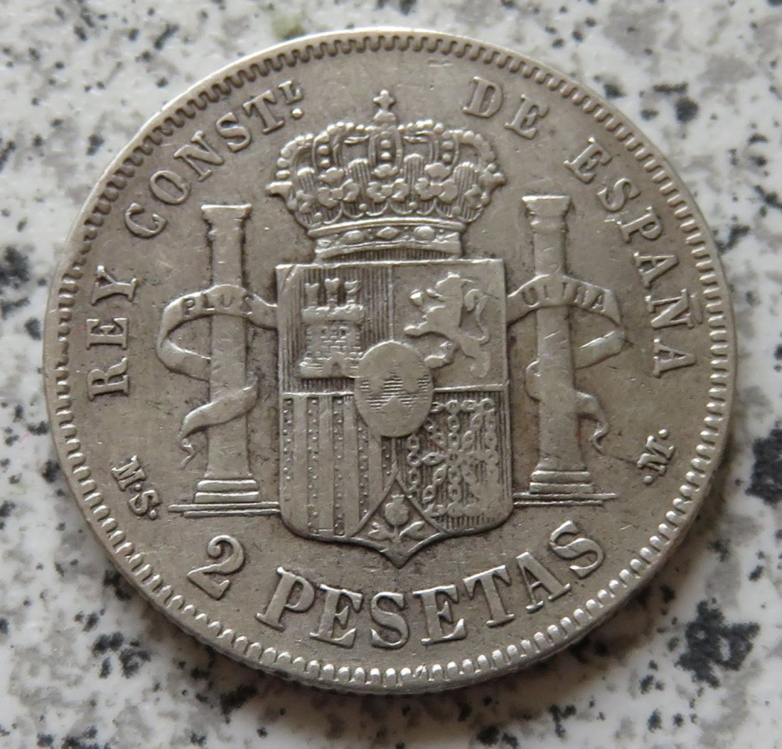  Spanien 2 Pesetas 1882   