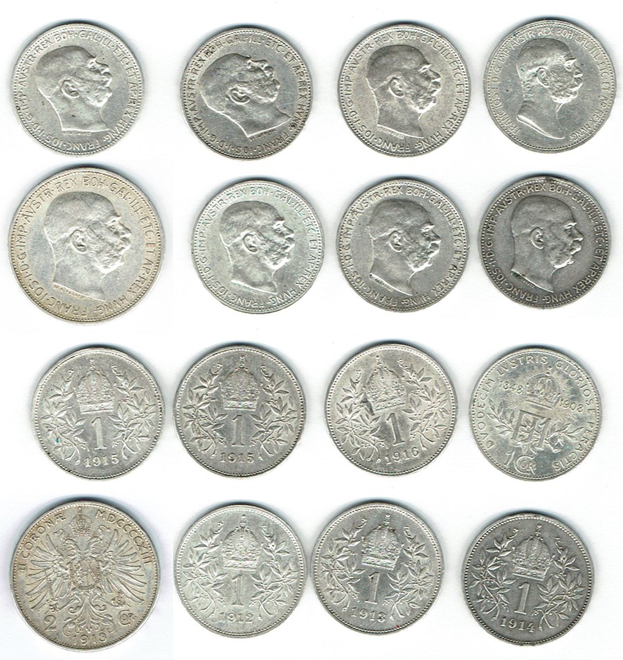  SZAIVERT KAISERREICH ÖSTERREICH FRANZ JOSEPH 2 KRONEN 1 KRONE WIEN   