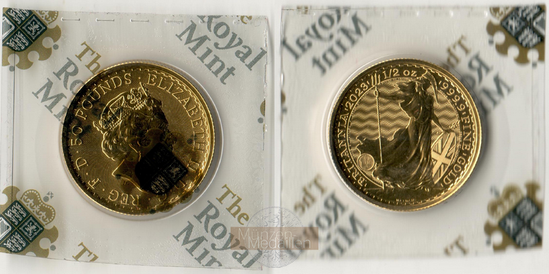  Großbritannien 50 Pounds 2023 1/2oz MM-Frankfurt KM#2541 Feingold: 15,6g   