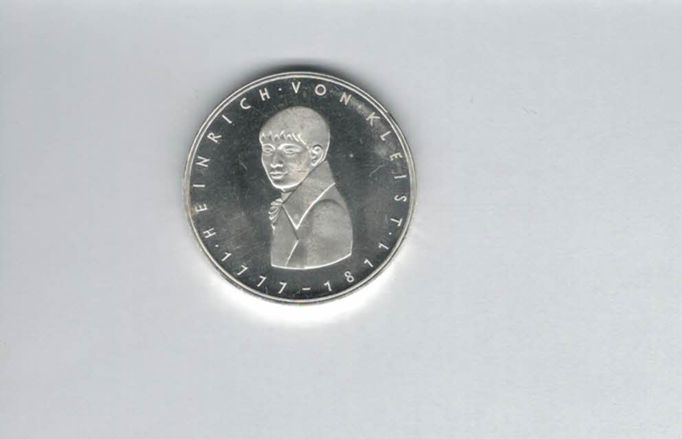  5 Mark 1977 G Heinrich von Kleist silber 7g fein BRD Deutschland Spittalgold9800 (4601/13   