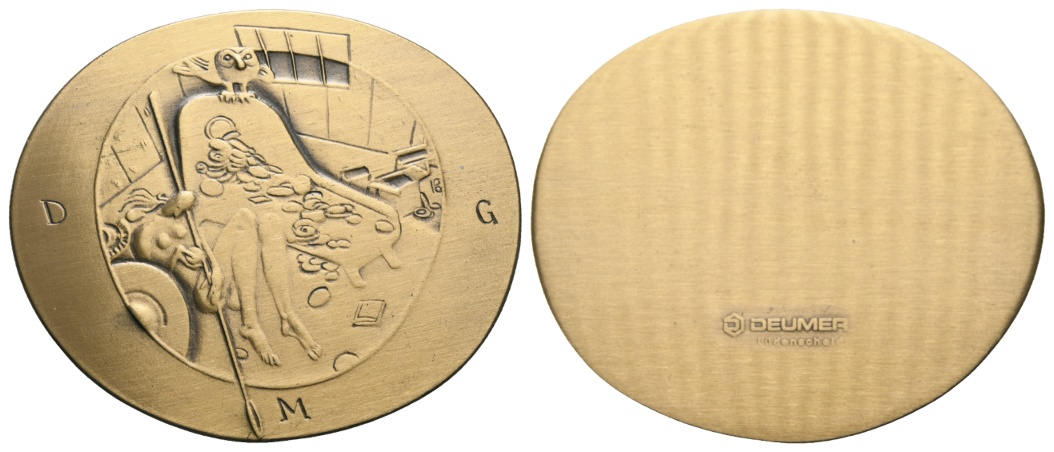  Medaille o.J.; Messing, 68,49 g, H 58,7 x B 71,1 mm   