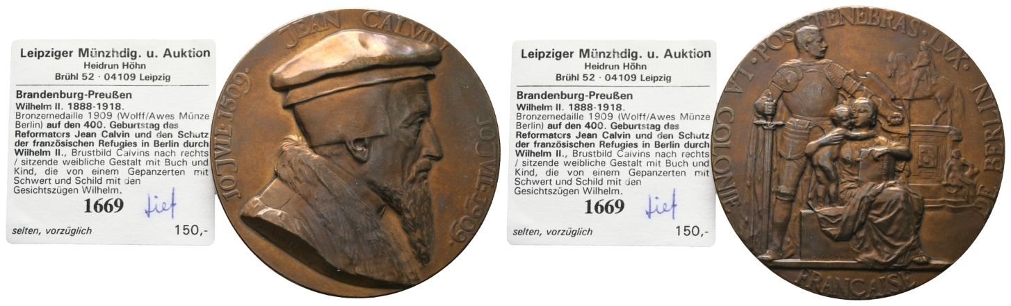  Brandenburg-Preußen, Bronzemedaille 1909 (Wolff/Awes Müne Berlin); 101,93 g, Ø 60,8 mm   