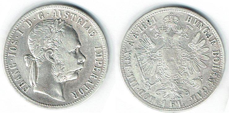  SZAIVERT KAISERREICH ÖSTERREICH FRANZ JOSEPH GULDEN 1881 WIEN   