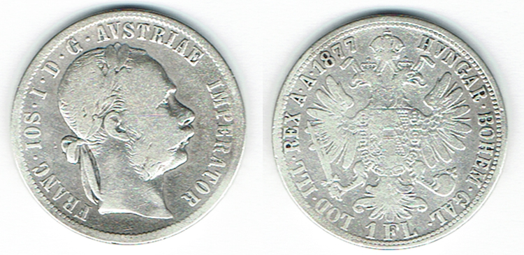  SZAIVERT KAISERREICH ÖSTERREICH FRANZ JOSEPH GULDEN 1877 WIEN   