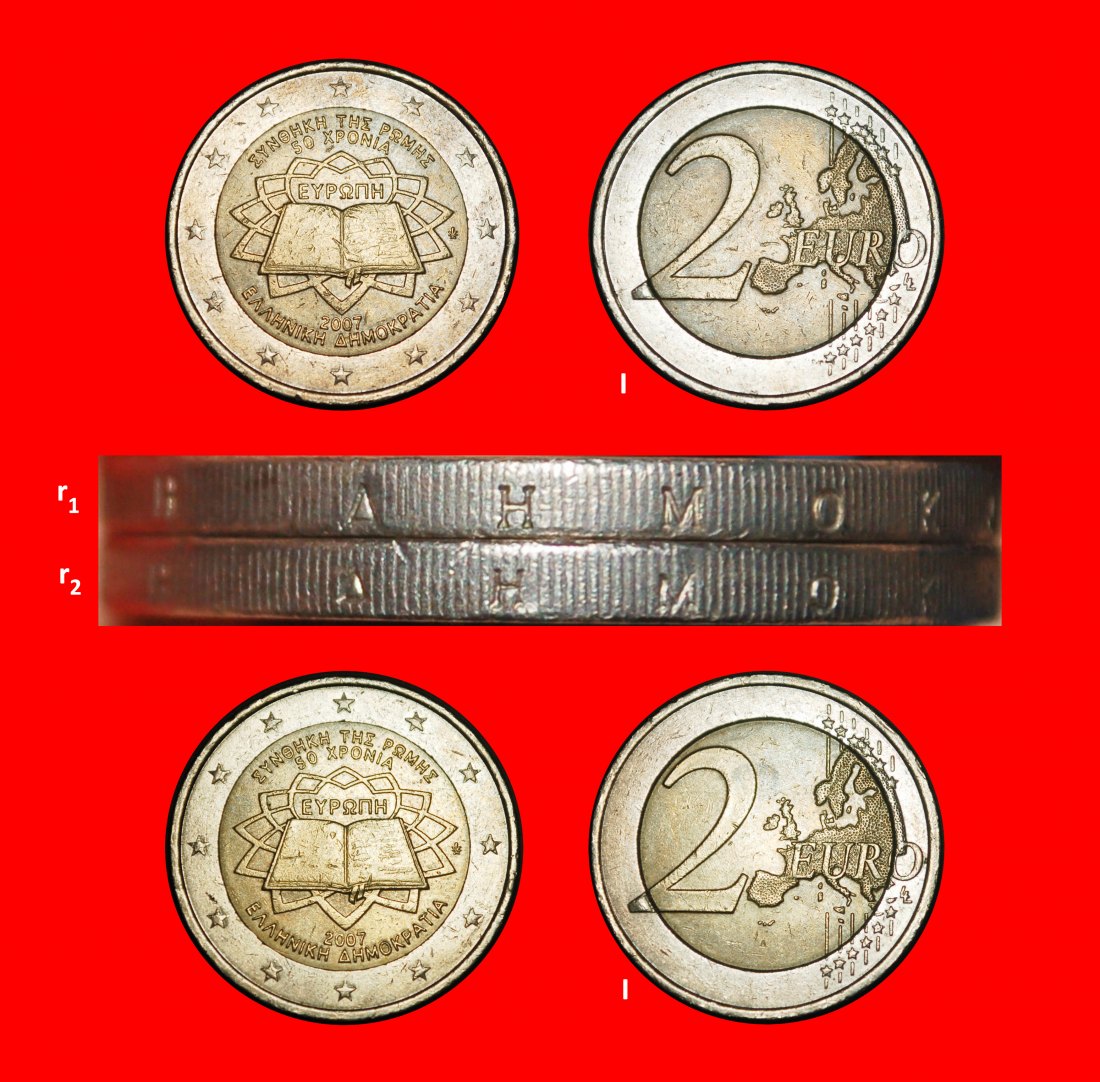  Ⰺ OPENED BOOK 1957 AUSTRIA: GREECE★2 EURO 2007 NON-PHALLIC! 2 DISCOVERY COINS★LOW START★ NO RESERVE!   