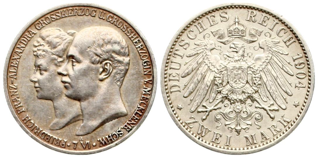  Mecklenburg-Schwerin: Friedrich Franz IV., 2 Mark 1906 J,  vz+   
