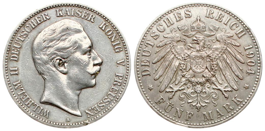  Preussen: Wilhelm II., 5 Mark 1904 A   