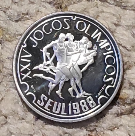  Portugal 250 Escudos 1988, SILBER, Olympische Spoele Seoul 1988   