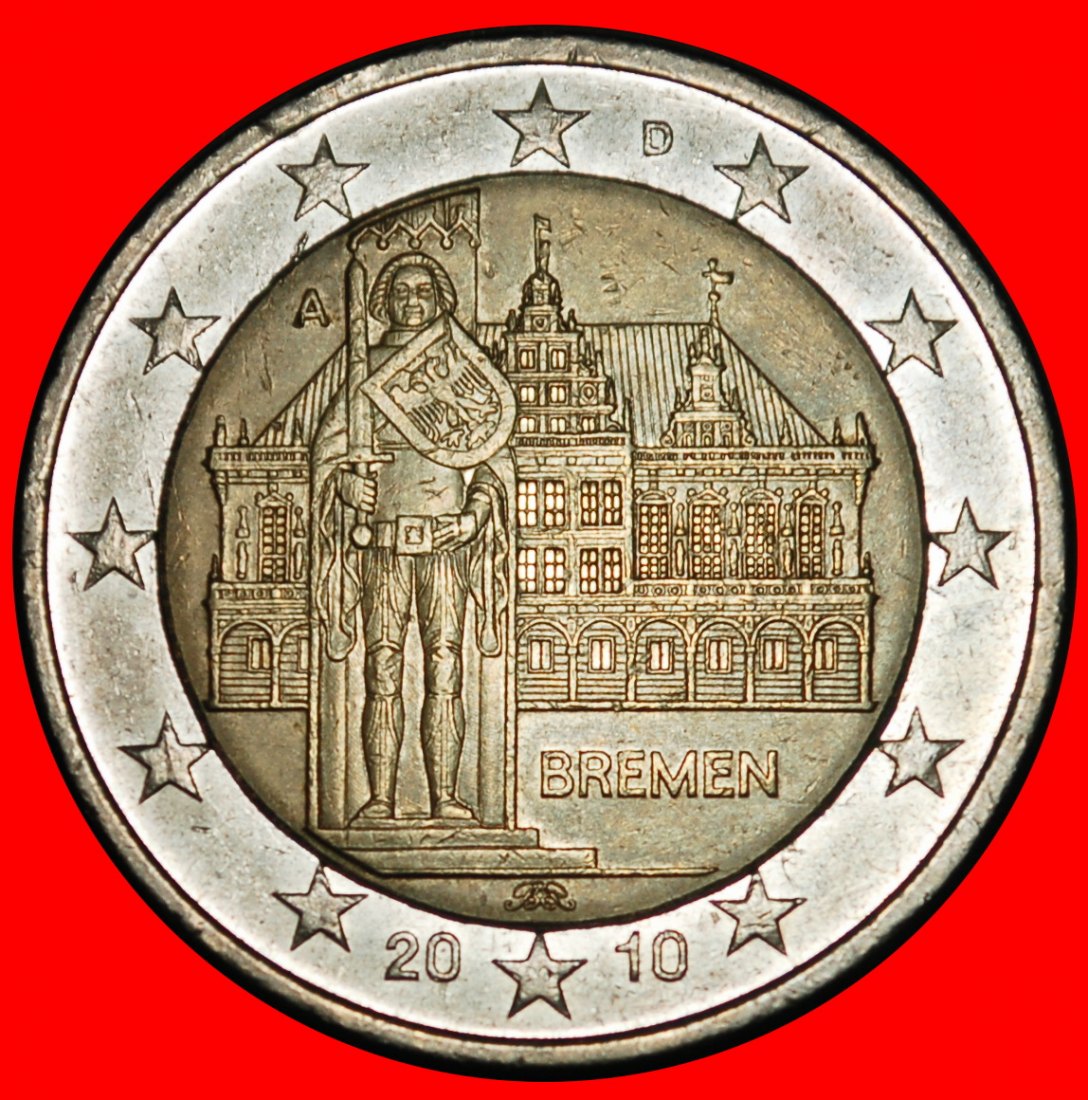  Ⰺ 1404 BREMEN: GERMANY ★ 2 EURO 2010A PRUSSIA! NON-PHALLIC 2007-2026! DIE I ★LOW START★ NO RESERVE!   