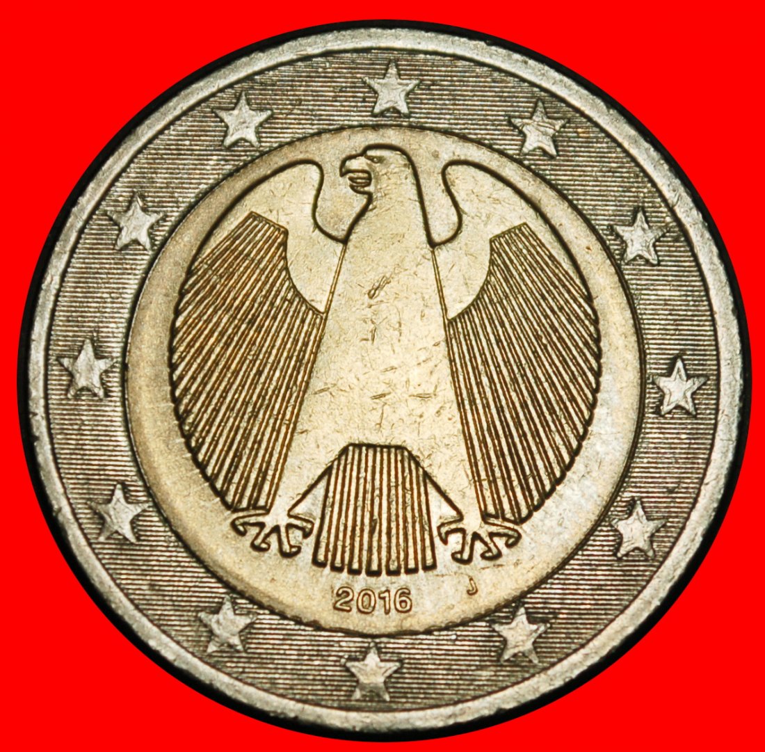 Ⰺ NON-PHALLIC TYPE (2008-2026): GERMANY ★ 2 EUROS 2016J HAMBURG! DIE I!★LOW START★ NO RESERVE!   