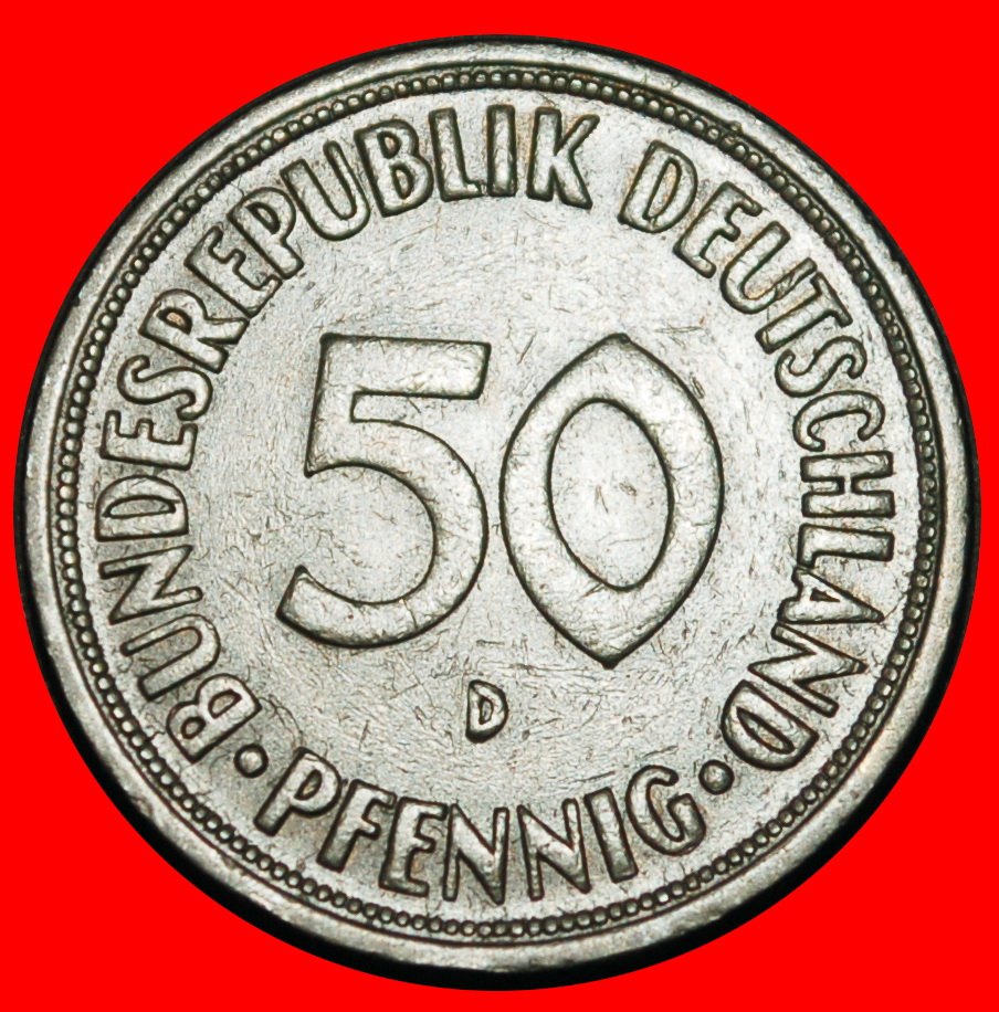  Ⰺ NOT COMMUNIST TYPE 1949-2001: GERMANY★50 PFENNIGS 1969D BAVARIA! DIES I B r★LOW START★ NO RESERVE!   
