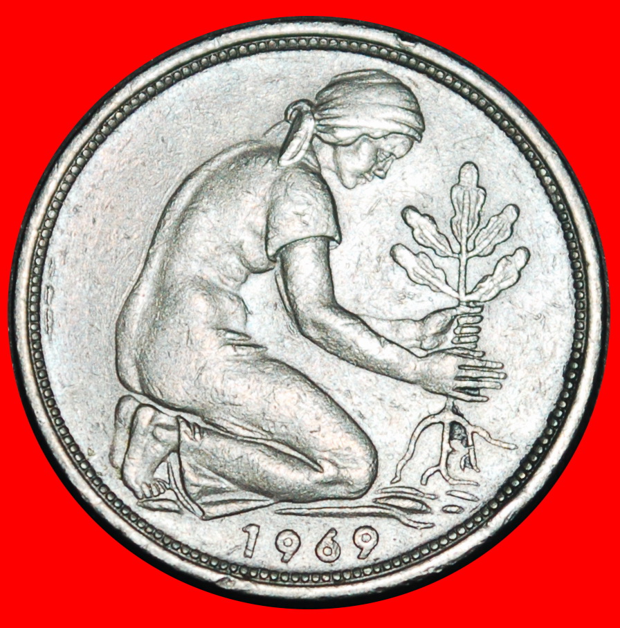  Ⰺ NOT COMMUNIST TYPE 1949-2001: GERMANY★50 PFENNIGS 1969D BAVARIA! DIES I B r★LOW START★ NO RESERVE!   