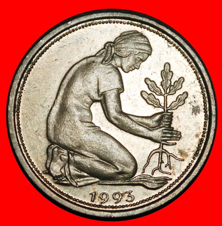  Ⰺ NOT COMMUNIST 1949-2001: GERMANY ★ 50 PFENNIGS 1993D BAVARIA! DIES III2 E p★LOW START★ NO RESERVE!   