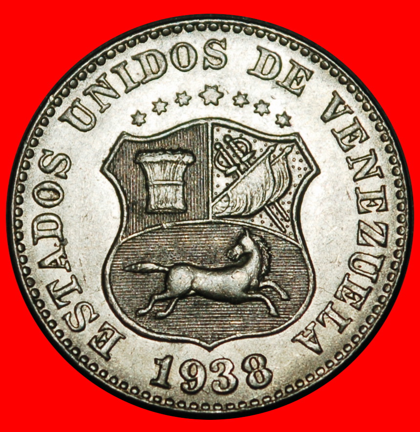  Ⰺ DEUTSCHLAND, USA 1896-1938: VENEZUELA★5 CENTIMO 1938 PFERD★UNGEWÖHNLICH★ENTDECKUNG★OHNE VORBEHALT!   