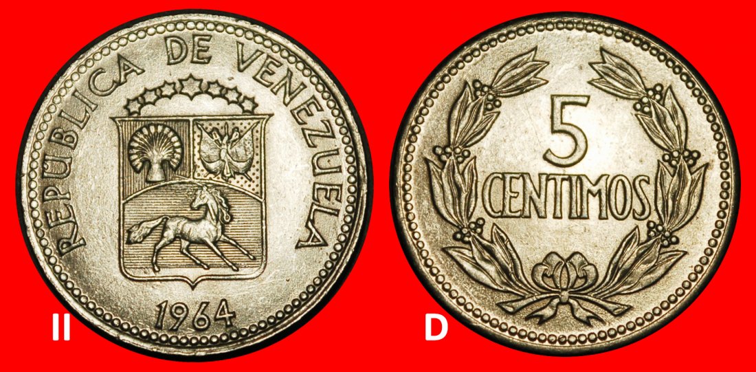  Ⰺ USA SPANIEN, KANADA(1944-1948): VENEZUELA ★ 5 CENTIMO 1964 PFERD! ENTDECKUNG MÜNZE★OHNE VORBEHALT!   