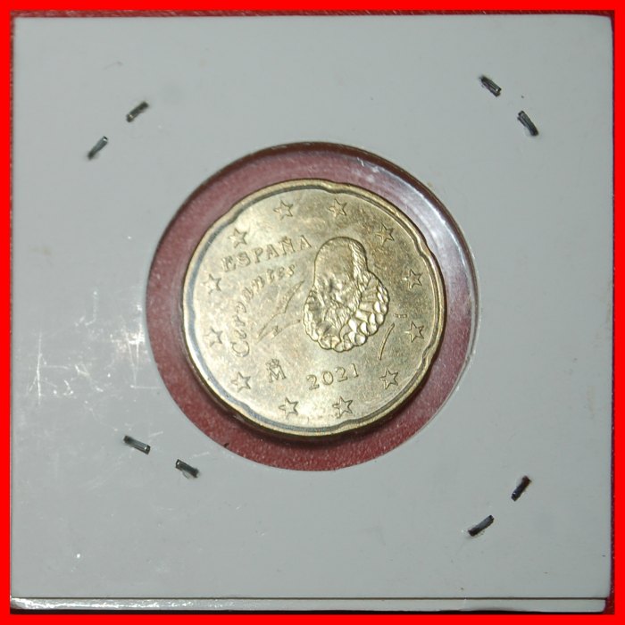  Ⰺ NORDIC GOLD (1999-2026): SPAIN ★ 20 EURO CENTS 2021 Cervantes (1547-1616)! ★LOW START★ NO RESERVE!   