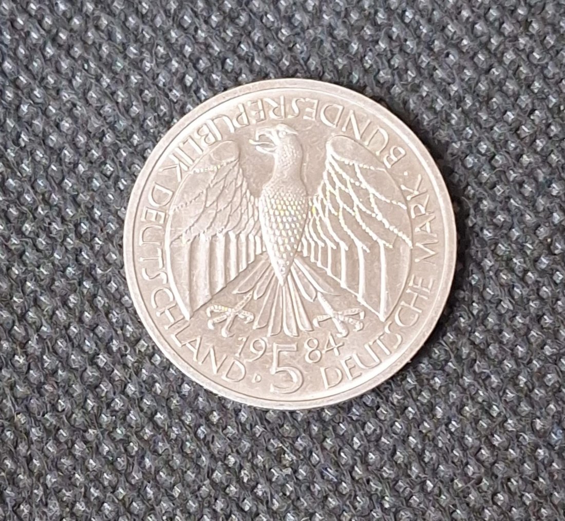  BRD Gedenkmünze: 5 DM 1984 D, Zollverein in bankfrisch/Stempelglanz   