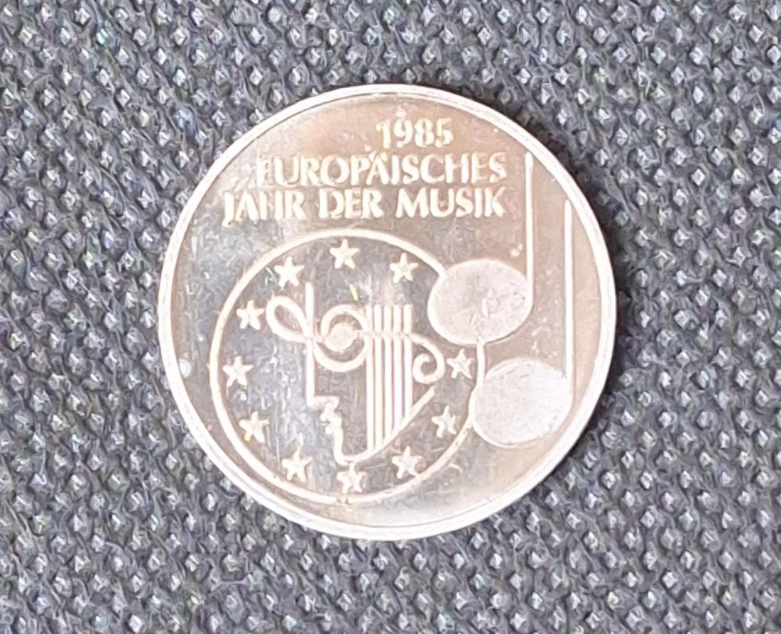  BRD Gedenkmünze 5 DM 1985 F, Europäisches Jahr der Musik in bankfrisch/Stempelglanz   