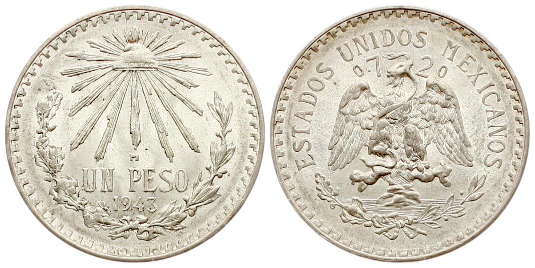  Mexiko: 1 Peso 1947, Silber, siehe unten!   