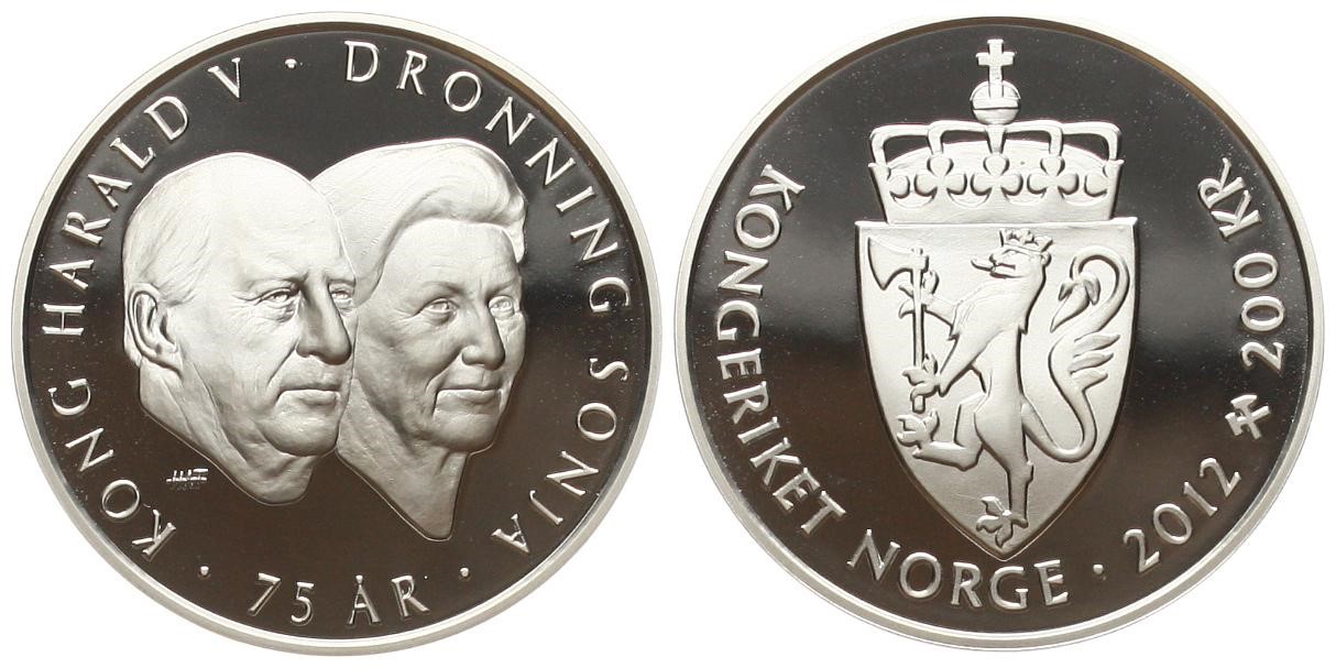  Norwegen: Harald V., 200 Kroner 2014, 1/2 Unze Feinsilber, siehe unten!   