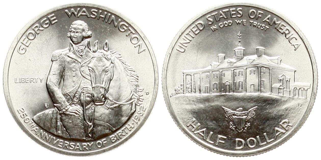  USA: Halv Dollar 1982 D, George Washington, siehe unten!   