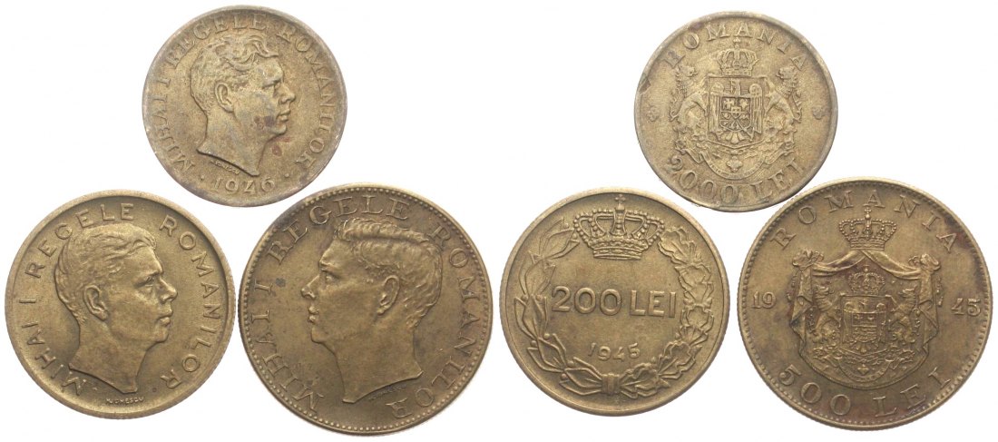  Rumänien: Mihai I., Lot von 3 Münzen aus Alu-Bronze, siehe Bilder!   