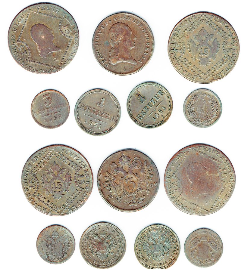  SZAIVERT KAISERREICH ÖSTERREICH FRANZ JOSEPH FRANZ I. 1 3 15 KREUZER 3 CENTESIMI   