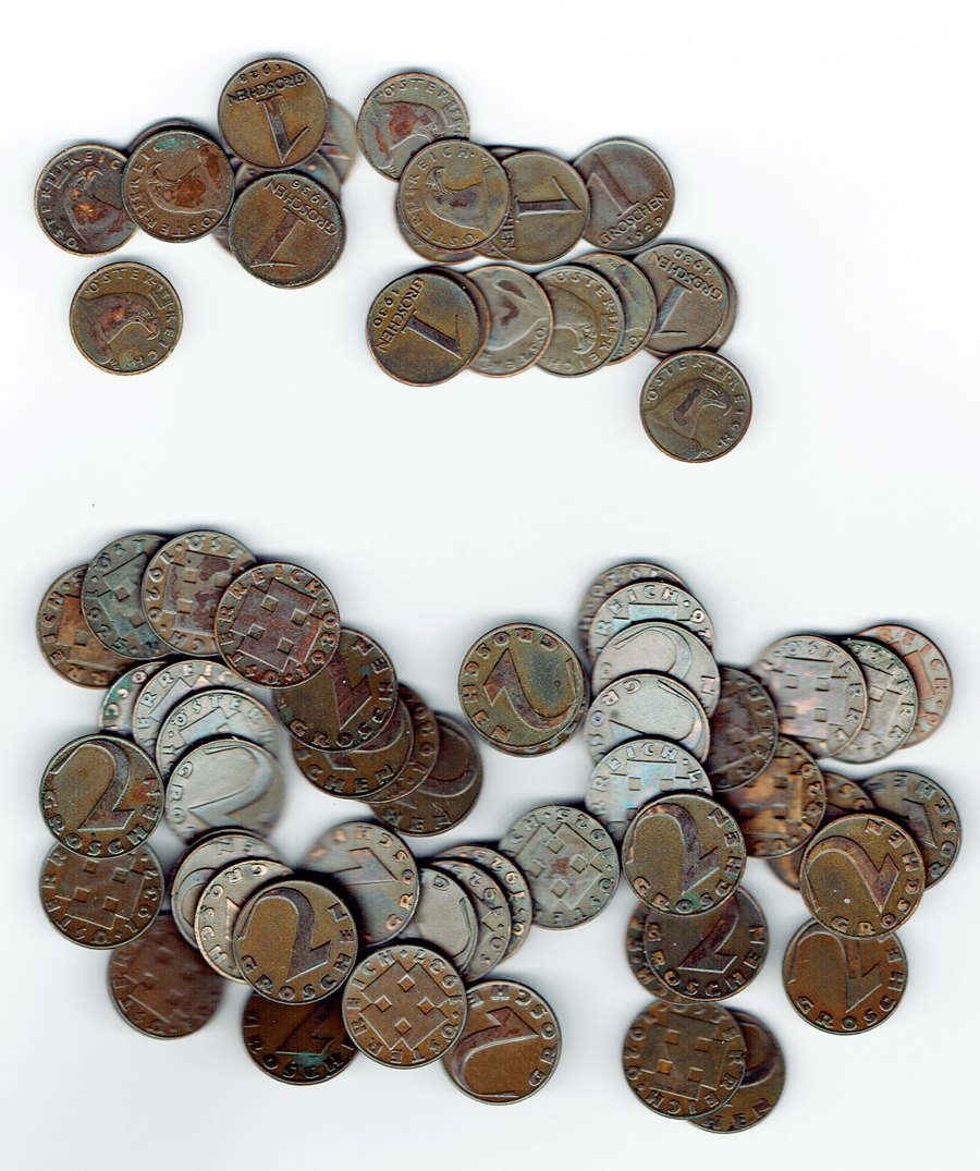  SZAIVERT 1. REPUBLIK ÖSTERREICH 100 KRONEN 200 KRONEN 1 UND 2 GROSCHEN   