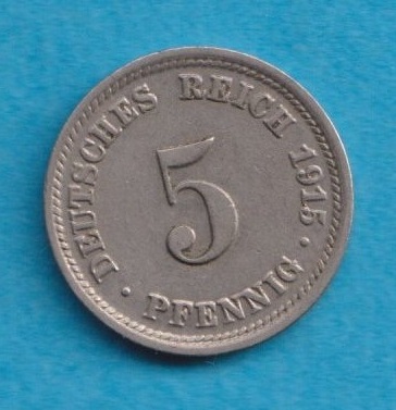 Kaiserreich 5 Pfennig 1915 D