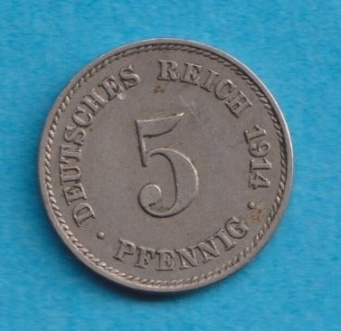 Kaiserreich 5 Pfennig 1914 J