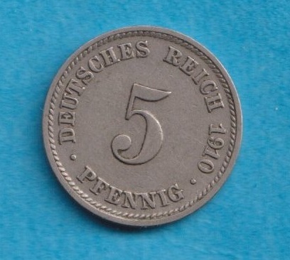  Kaiserreich 5 Pfennig 1910 D   